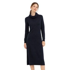 PERUVIAN CONNECTION Pima Cotton Striped Cowl Neck Sweater Dress Size S